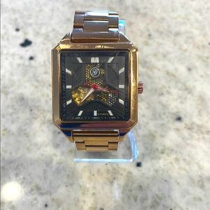 Elegant Gold Tone Large Automatic Watch for Men